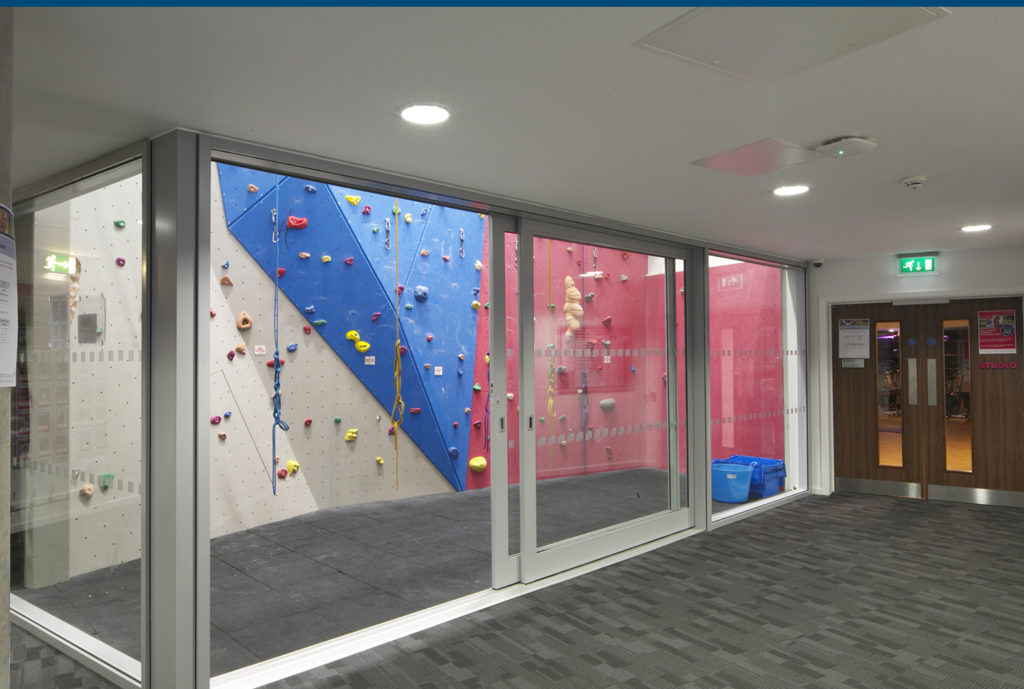 Climbing wall sports facilities in Byron student union
