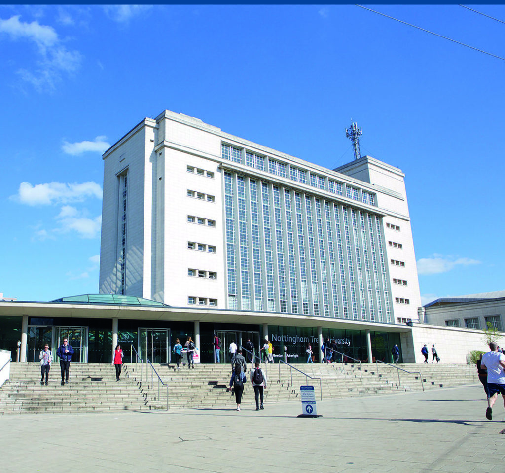 Students entering Newton building