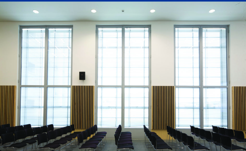 Adams conference room windows with seats in theatre style